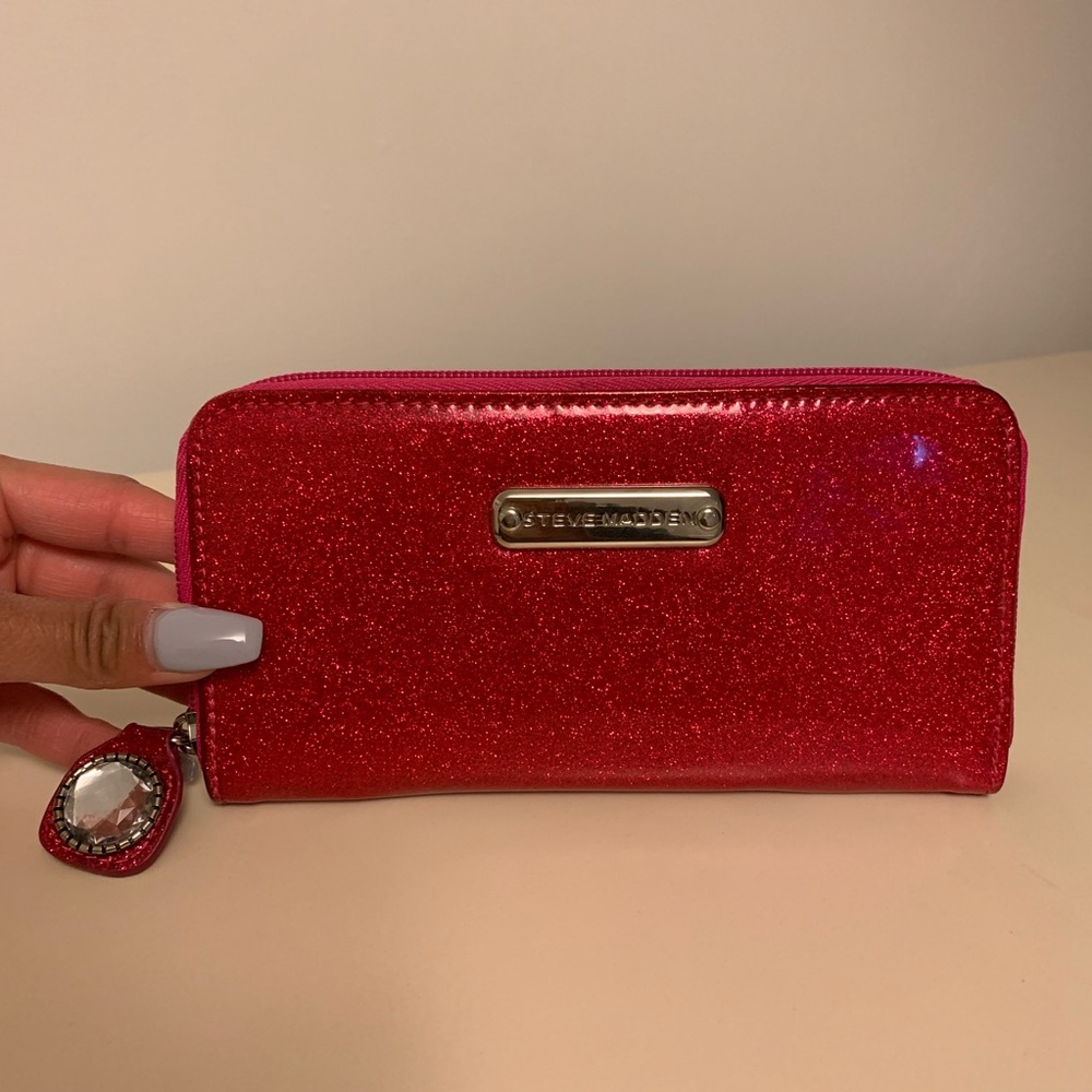 Pink Glitter Zip Wallet